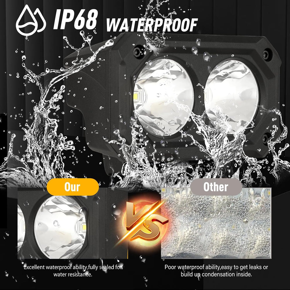 BIGLION.X 4 Inch LED Light Pods, 2Pcs 100W 6000K Offroad Driving Fog Light