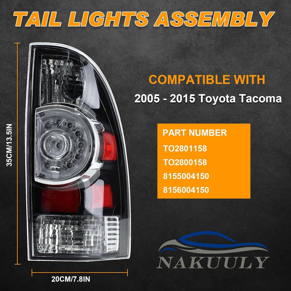 Tail Light Assembly Compatible With 2005-2015 Tacoma Pickup Driver and Passen...