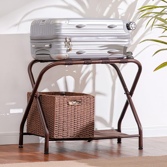 Heybly Luggage Rack, Steel Folding Suitcase Stand (Pack of 2)