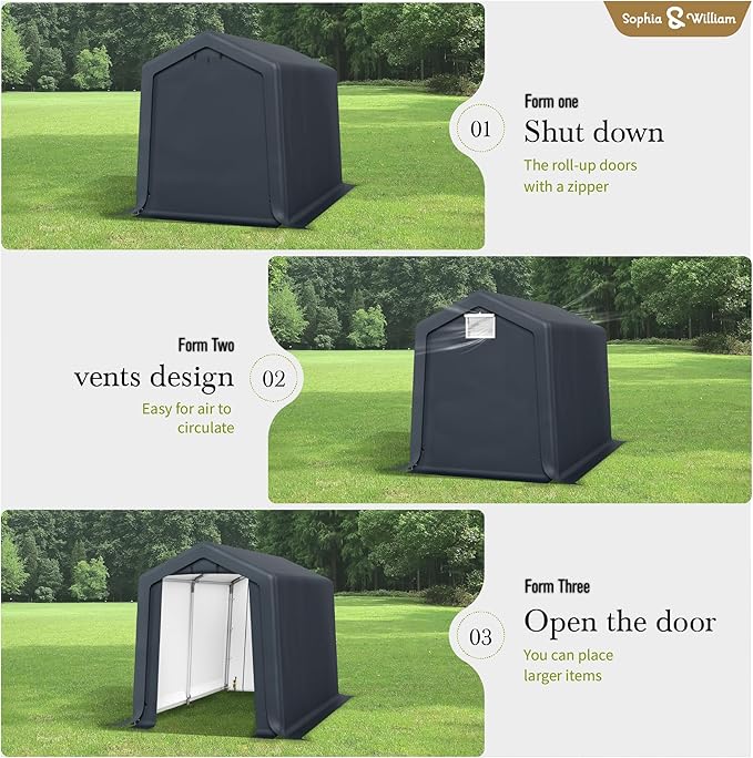 Sophia & William Outdoor Storage Shed Carport 6x10 ft Heavy Duty, Portable