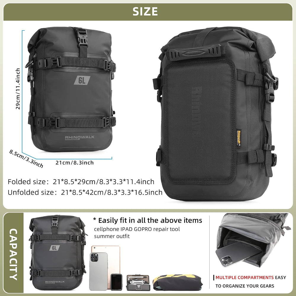 Rhinowalk Motorcycle Crash Bar Bag Waterproof 6L Motorcycle Frame Bag Saddle ...