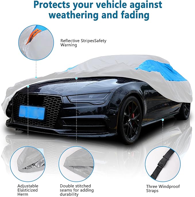 MORNYRAY Waterproof Car Cover All Weather Snowproof UV Protection Windproof