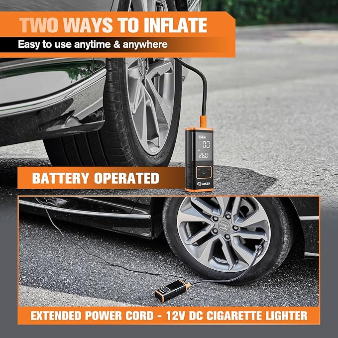 Saker Tire Inflator Portable Air Compressor