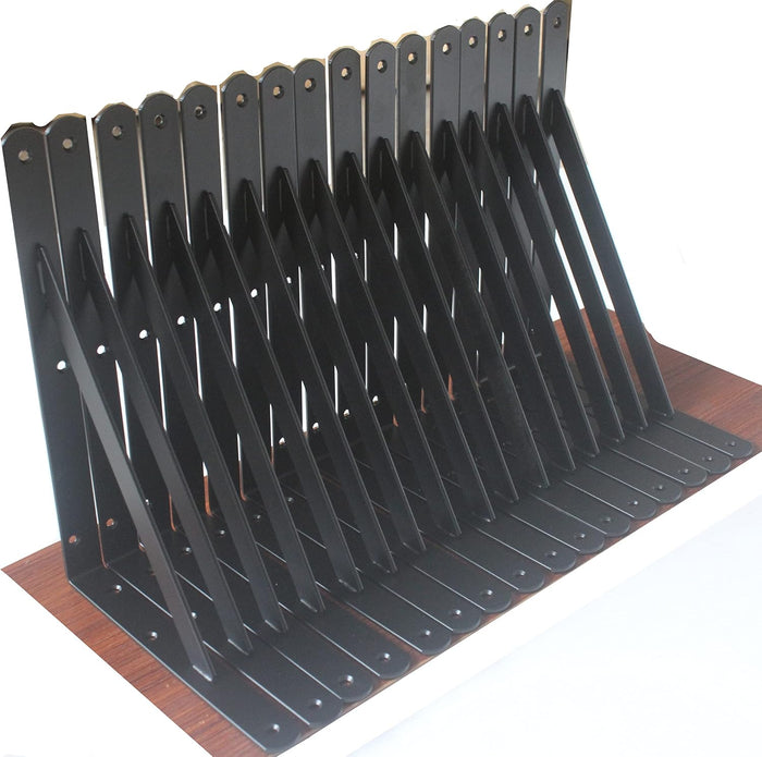 12 Pack L10 x H 8" Black Heavy Duty Shelf Brackets