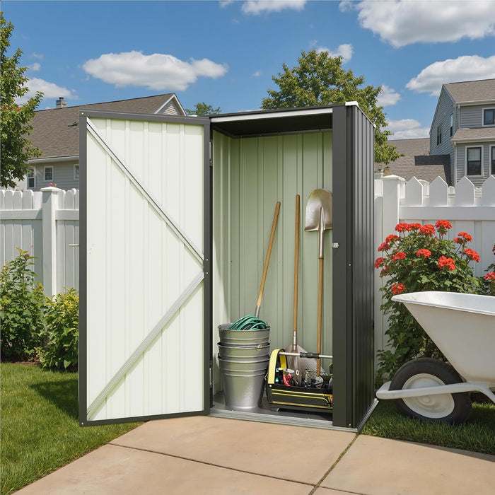 Patiowell 22 Cuft Storage Shed, Metal Vertical Storage Cabinet, Black