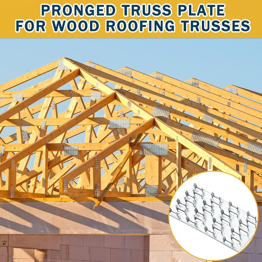 Shimeyao 100 Pcs 2x4 Inch Pronged Truss Mending Plates with 8mm Nail Teeth