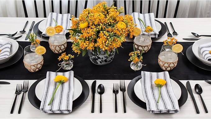 Solino Home Linen Black Table Runner 156 Inches Long - 100% Pure Linen Extra ...