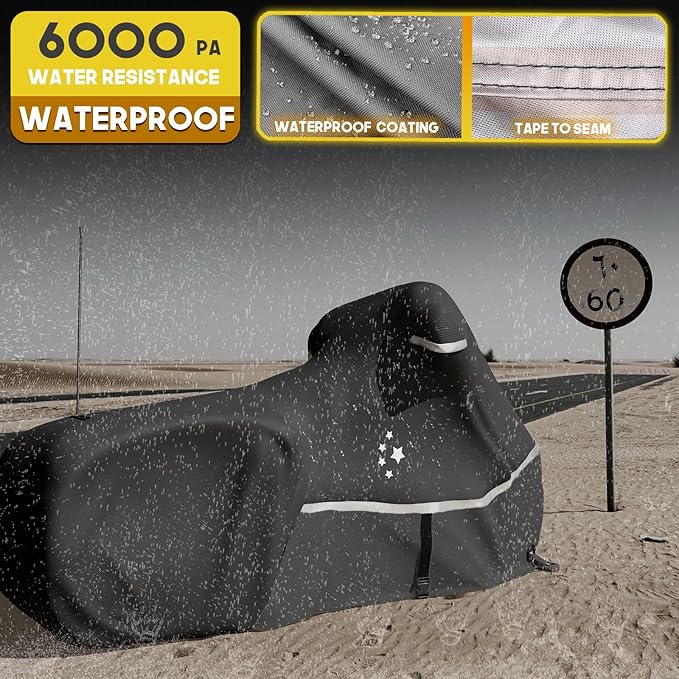 Motorcycle Cover 420D Heavy Duty All Season Universal Weather Waterproof