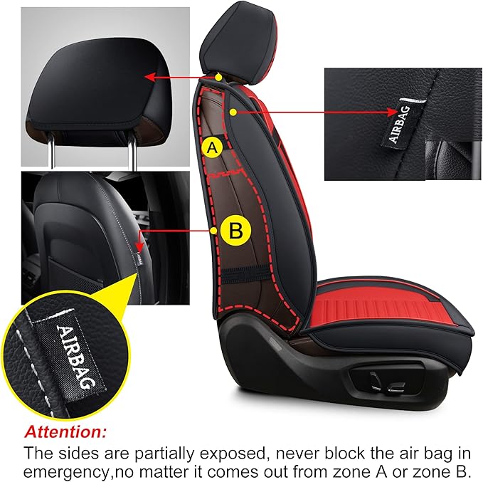 LINGVIDO Car Seat Covers, Breathable and Waterproof Faux Leather Automotive
