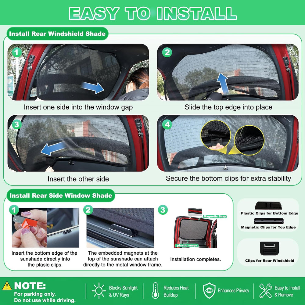 F150 Rear Window Shades 2015-2020, 3PCS Full Coverage Set | Custom Fit, Full ...