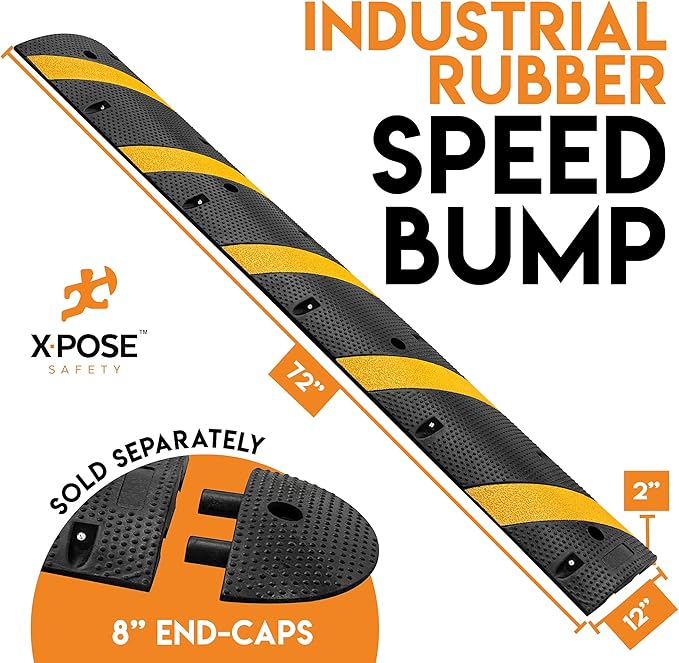 Speed Bump Strip - 6 Ft Rubber Speed Humps - Stop and Slow Cars -