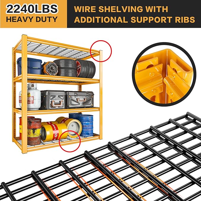 REIBII 40" W Garage Shelving 2240 LBS Storage Shelves Adjustable Heavy Duty