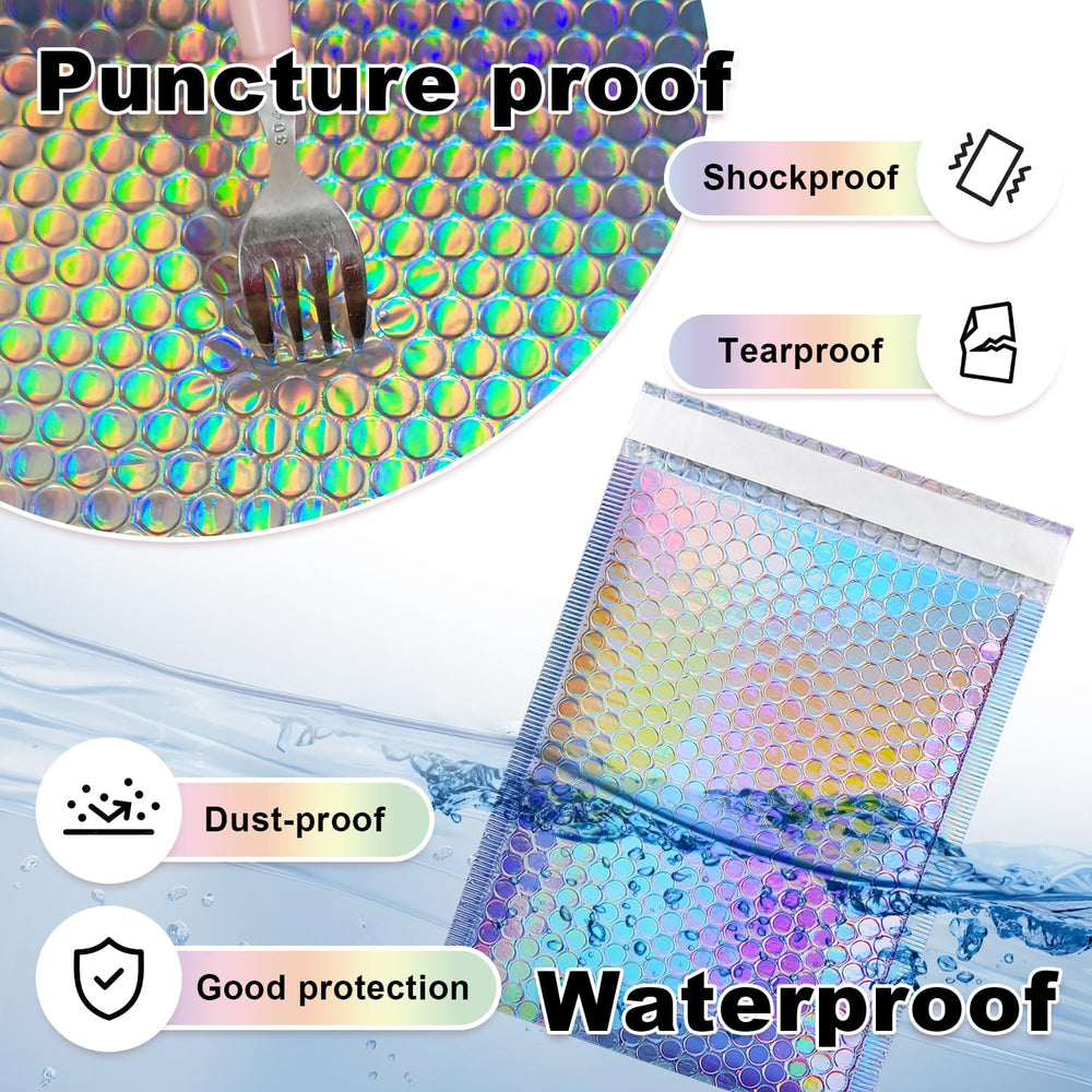 6x9" 50 Pack Holographic Bubble Mailers Shipping Bags