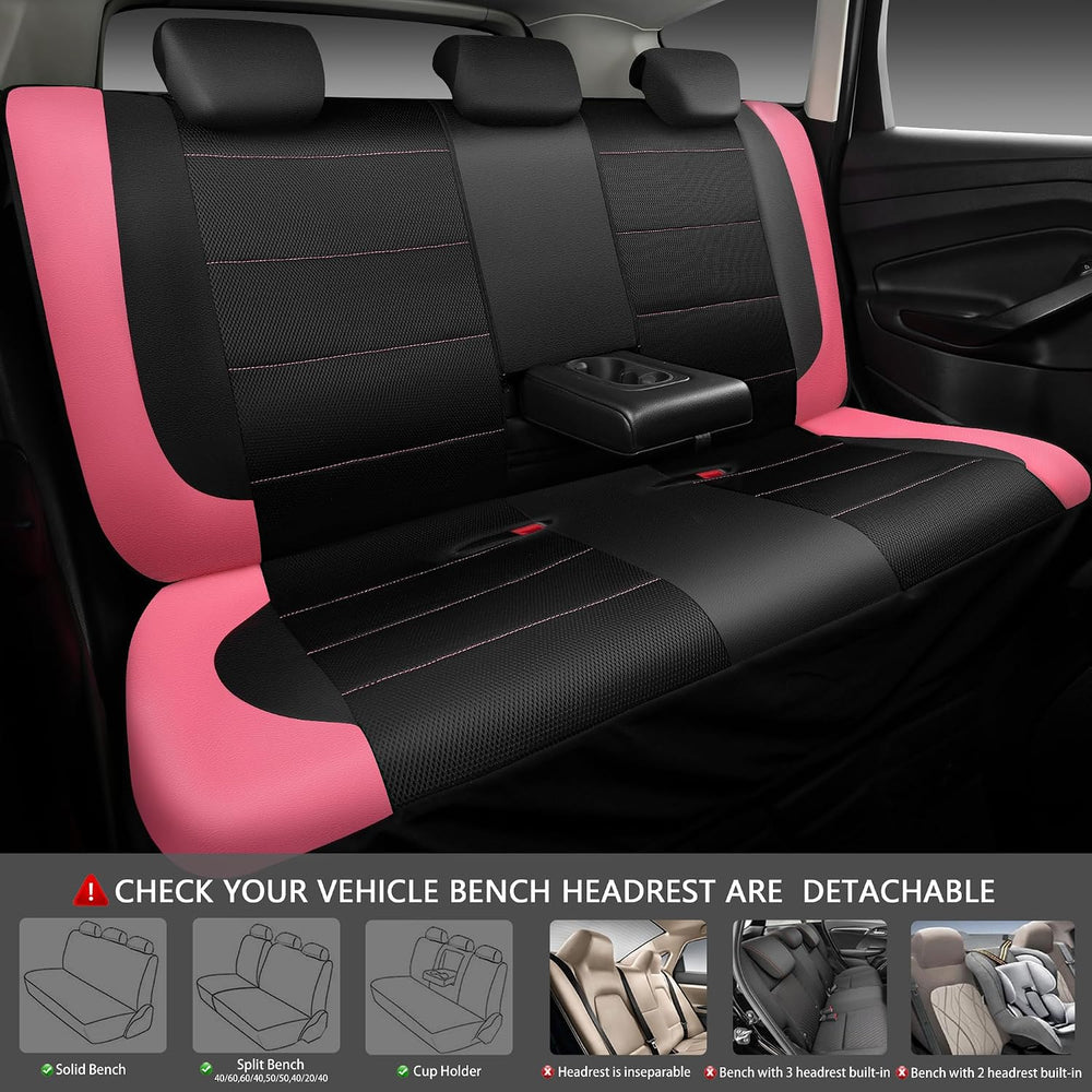 CAR PASS Leather Seat Covers, Breathable Universal Car Seat Cover Full Set fo...