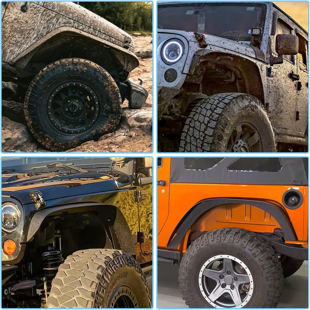MONOKING 4PCS Flat Fender Flares for 2007-2018 Wrangler JK JKU 2 & 4-Door...