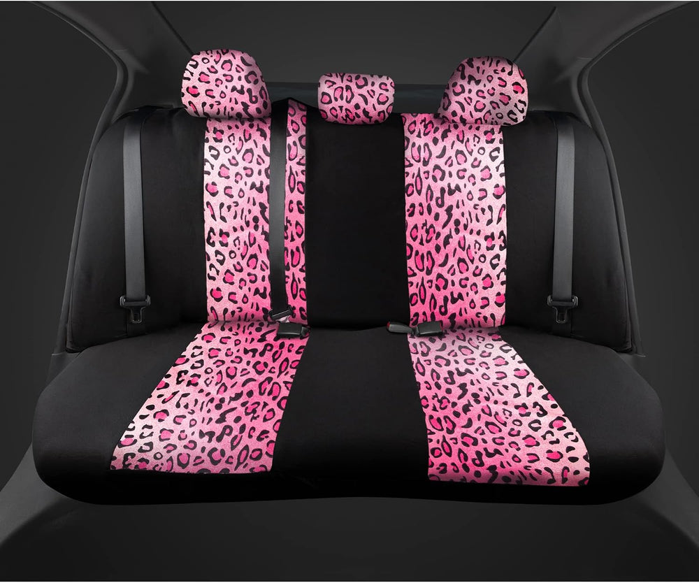 carXS Leopard Print Car Seat Covers Full Set, Includes Matching Seat Belt Pad...