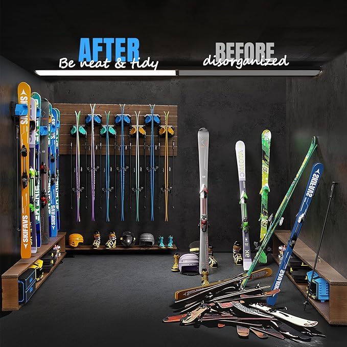 Ski & Snowboard Wall Rack for Garage (4 Pack)