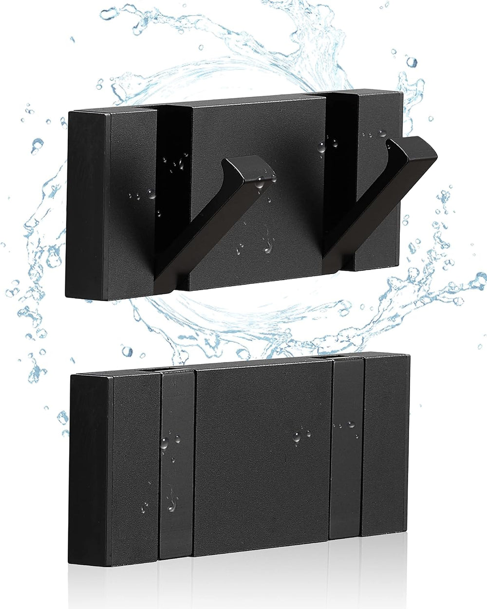 2 Pack，Waterproof Black Towel Hooks，Foldable Towel Hooks for Bathrooms，Modern...