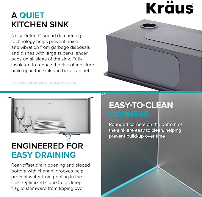 KRAUS Kore 23-Inch Undermount Workstation 16 Gauge Single Bowl Stainless Steel
