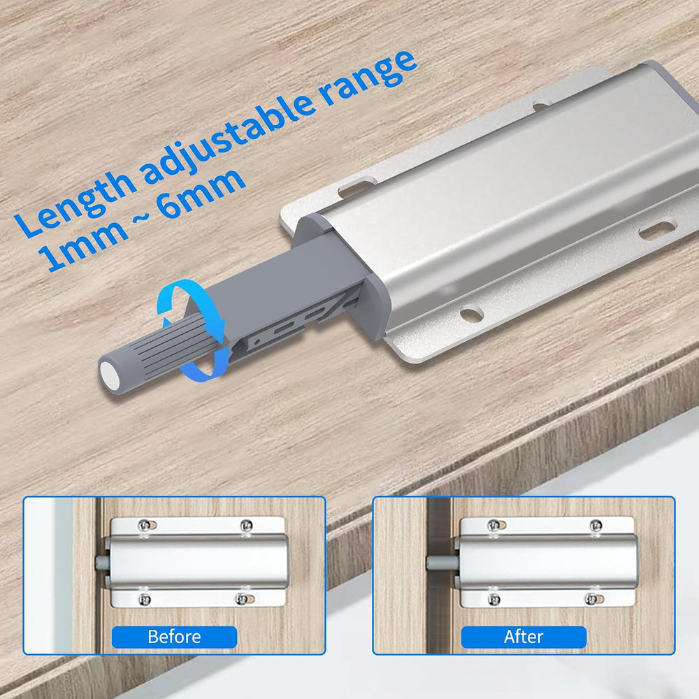15 Pack Push Open Door Latch - Heavy Duty Aluminum Magnetic Cabinet Latch, To...