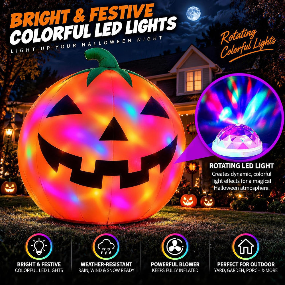 ZPISF 12 FT Halloween Inflatables Giant Pumpkin with Rotating LEDs