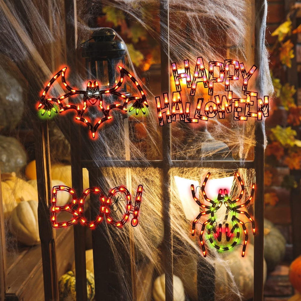 LAMPHOME Halloween Decorations Window Silhouette Holiday Displays, Lighted Bo...