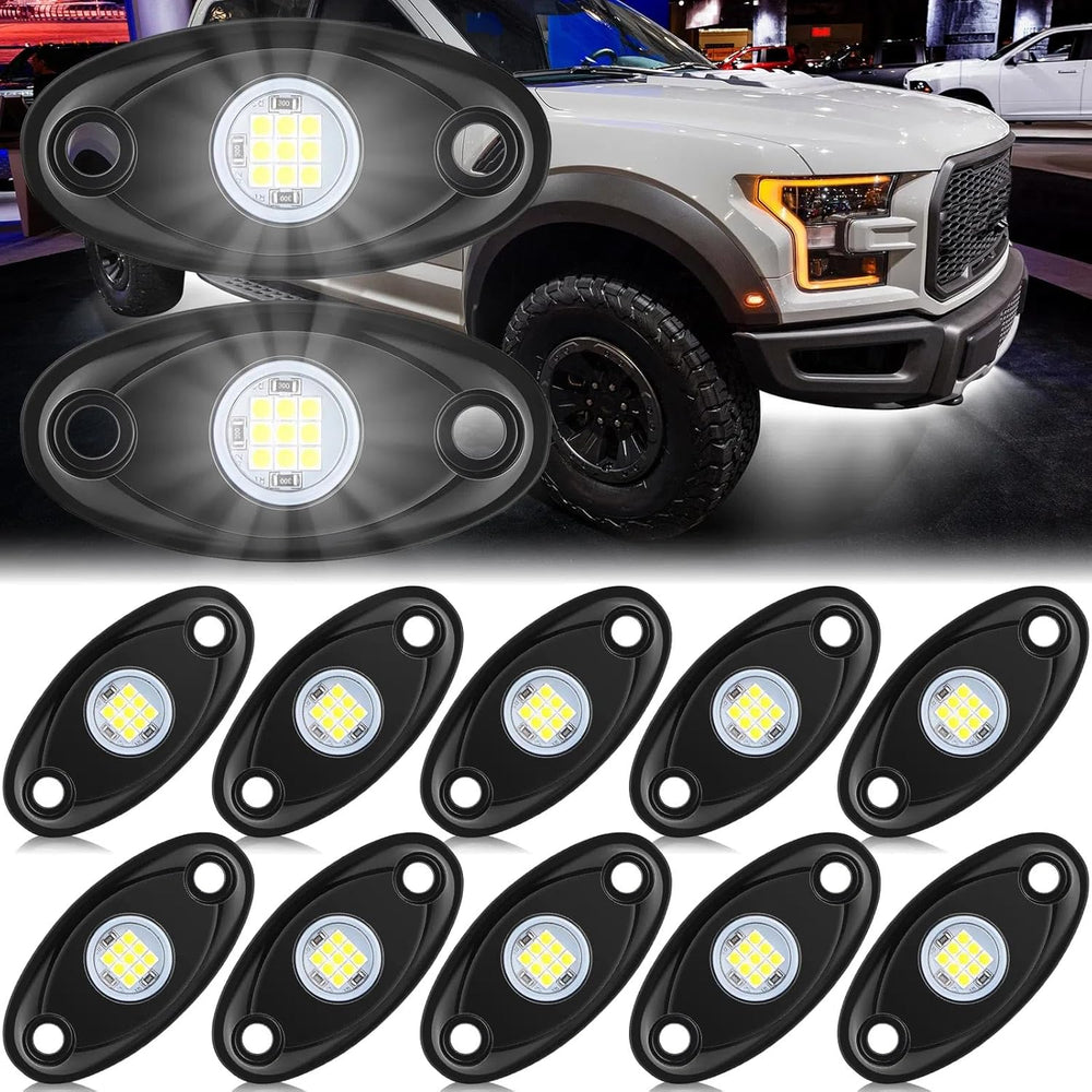 Macarrie 12 Pods Rock LED Lights Waterproof Neon Underglow Trail Rig Lamp Lig...
