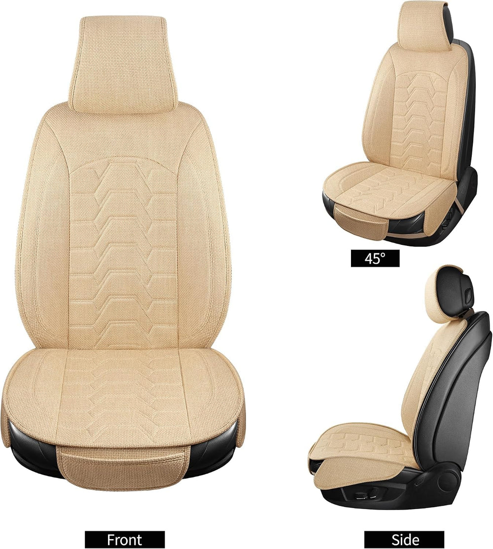 Linen Front Car Seat Covers Cloth Fabric Automotive Seat Protectors