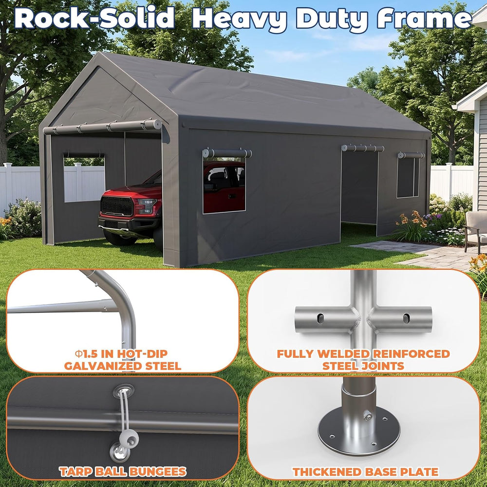 13x25 FT Heavy Duty Carport, Portable Garage Car Ports
