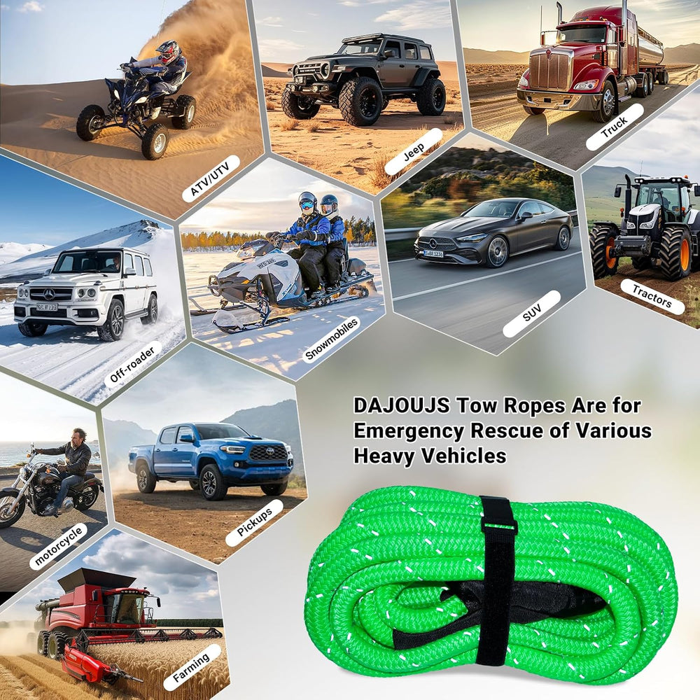 Kinetic Recovery Tow Rope 5/8" x 20ft Tow Strap 36000lbs Snatch Strap wi...