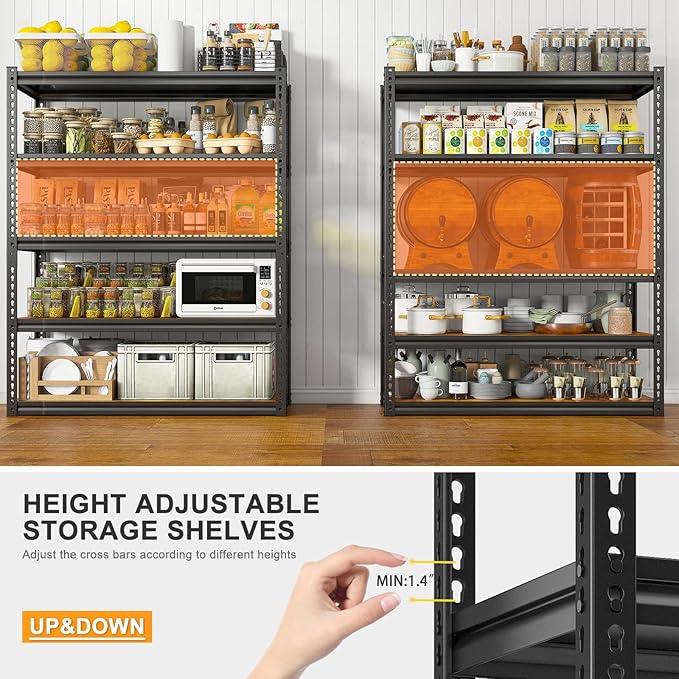 REIBII Garage Shelving 2500LBS Storage Shelves Adjustable Metal Shelving Heavy