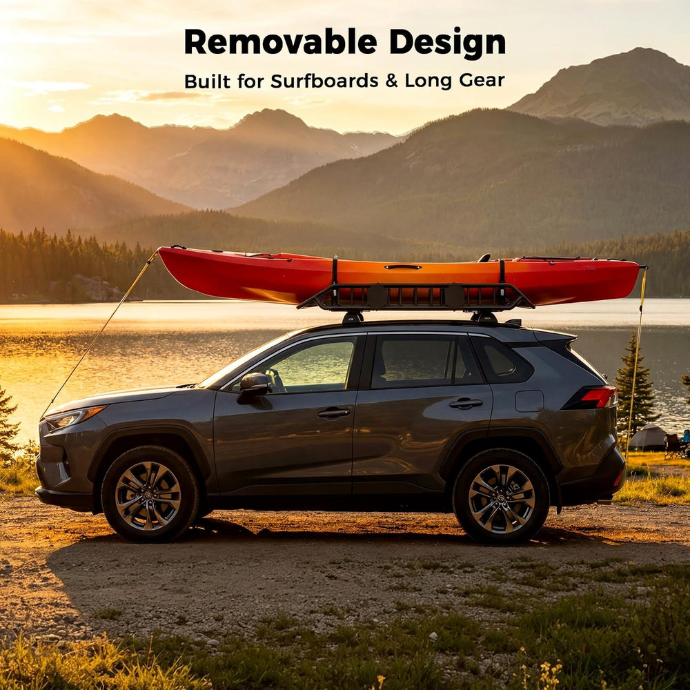 CAMMOO 54"x34" Roof Rack Basket, Removable Fairing & Support Ba...