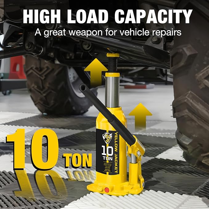 YELLOW JACKET 10 Ton Muti-Directional Welded Bottle Jack, Horizontal Bottle