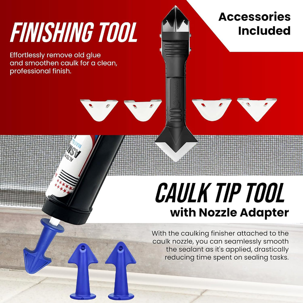 PROMAKER Cordless Caulking Gun, 21V Caulk gun w/ 2 Batteries, LED Light, Adju...