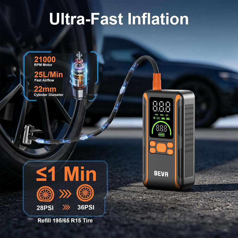 BEVA CAP11A Jump Starter with Air Compressor, 150PSI Tire Inflator