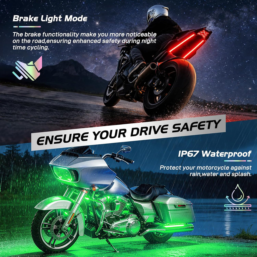 Nilight 12PCS Motorcycle RGB LED Light Kit APP and Remote Control