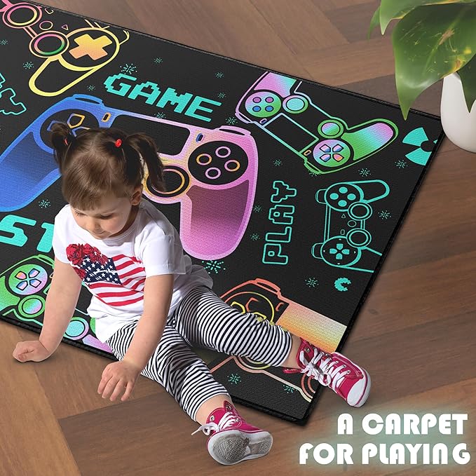 Play Gaming Rug for Bedroom Gamer Mat Gamepad for Boys Room 59"x39"...