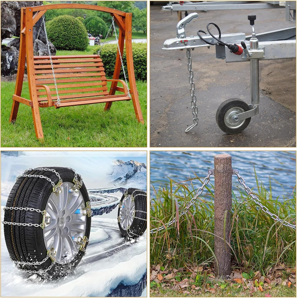 WOPPLXY 19.6ft (6 m) Length Galvanized Steel Chain, 0.23 Inch(6 mm) Heavy Dut...