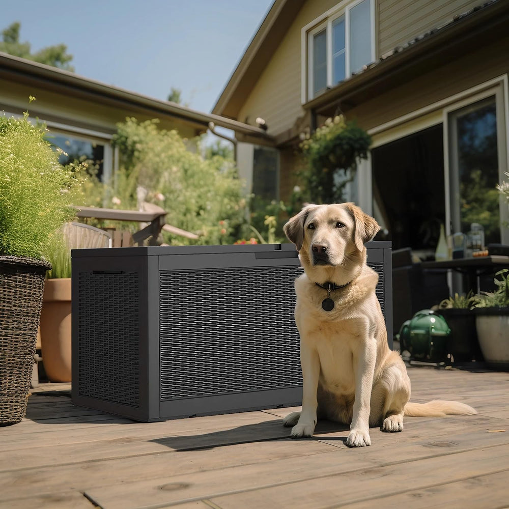 120 Gallon Outdoor Deck Box, Lockable Waterproof Outdoor Storage Boxes For Ga...