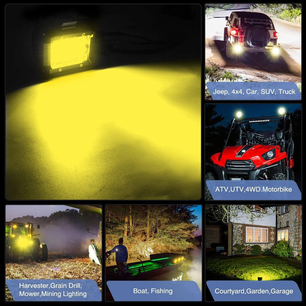 Nilight 2PC 4Inch Yellow Led Pods Triple Row 60W Flood Spot Combo Driving Fog...