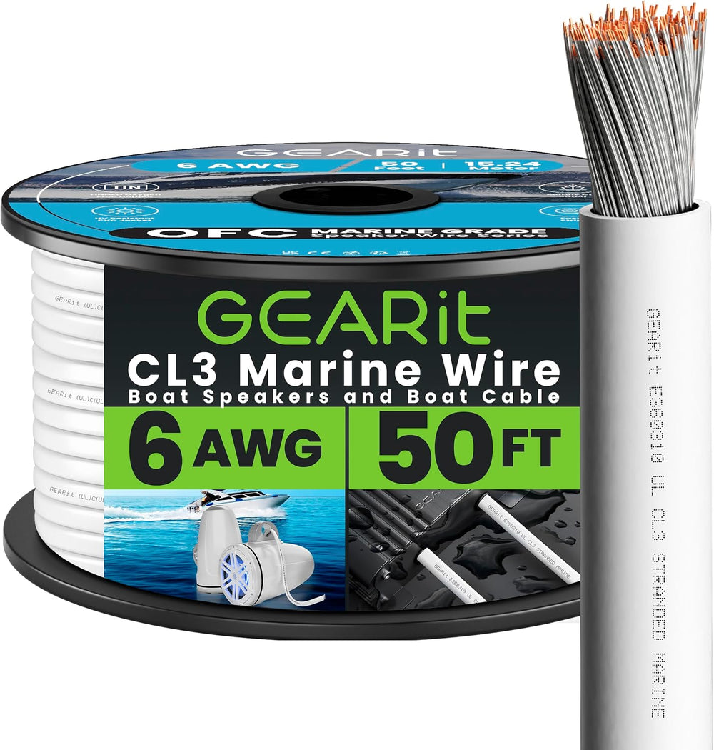 GEARit 6 Gauge Marine Electrical Primary Wire, 6 AWG Marine Grade Tinned Copper