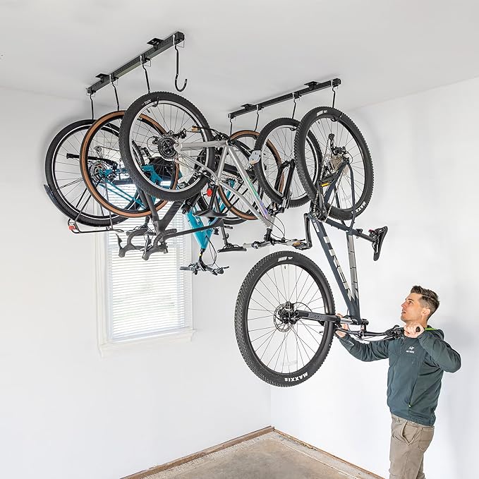 Teal Triangle Ceiling Mounted Bike Rack