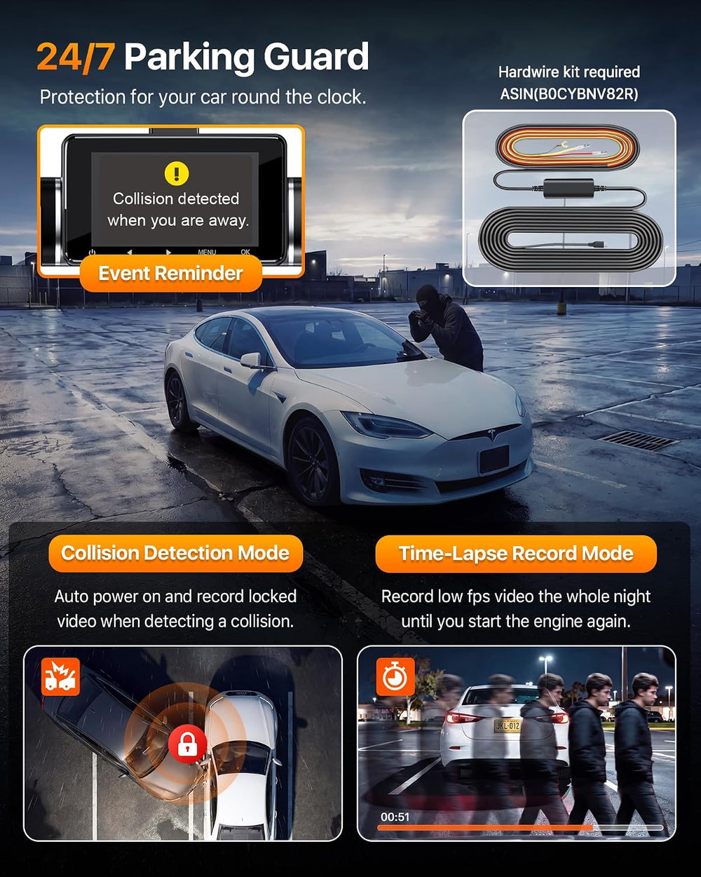Icesky 4K Dash Cam Front and Rear Left Right with GPS, 20MB/s WiFi 6