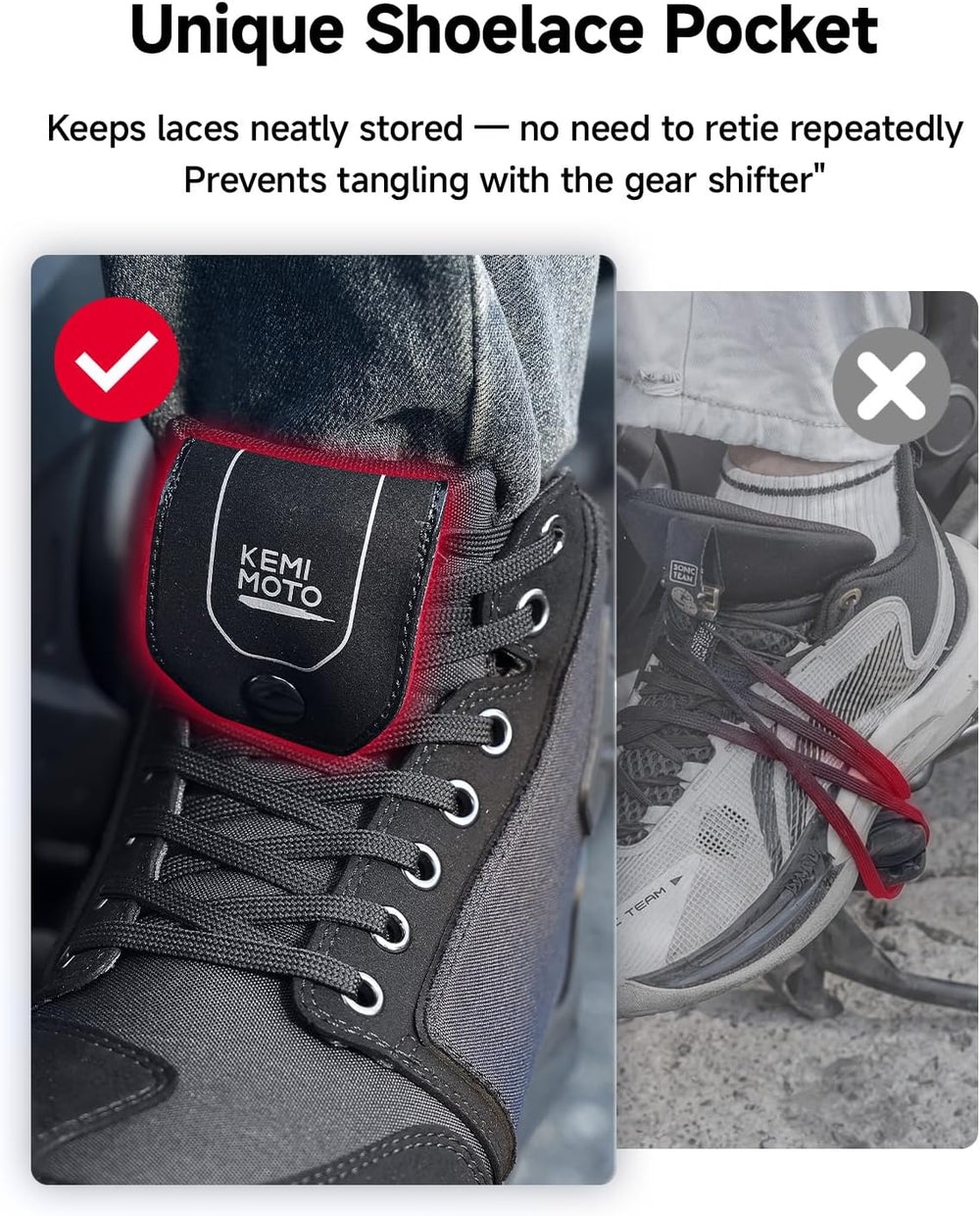 KEMIMOTO Motorcycle Shoes for Men Thick Heel Protection Layer