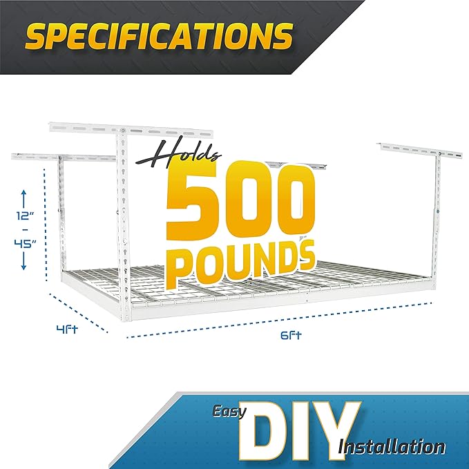 MonsterRax Overhead Garage Storage Racks 4x6, Heavy Duty Industrial Steel (2-...