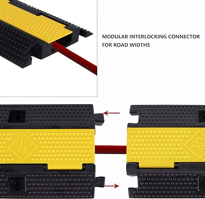 1 Pack Rubber Cable Ramp Hose Cable Protector Ramp 1 Channel 22000Lbs Load