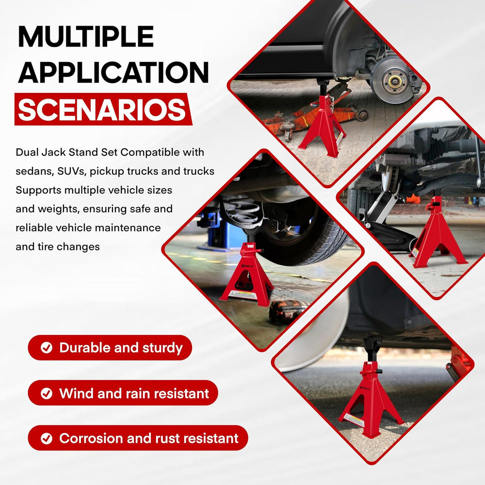 3 Ton Car Jack Stands Adjustable Auto Floor Jackstands with Double Locking an...