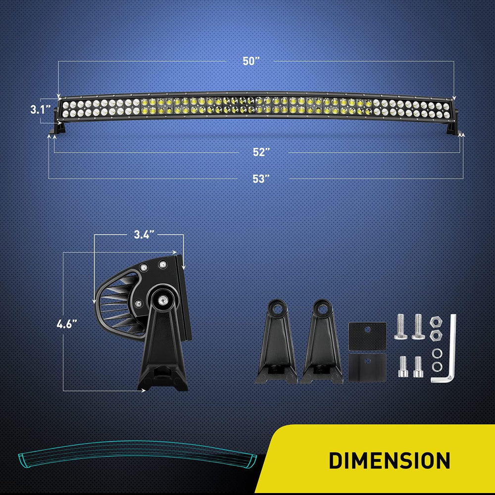 Nilight ZH120 50Inch 50 Inch 288W Curved Spot Flood Combo Bar LED Off Road Dr...