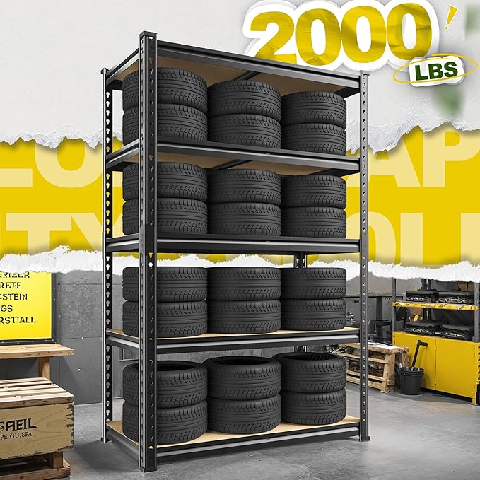 63" H Garage Shelving 31.5" W Storage Shelves Adjustable 2000LBS Me...