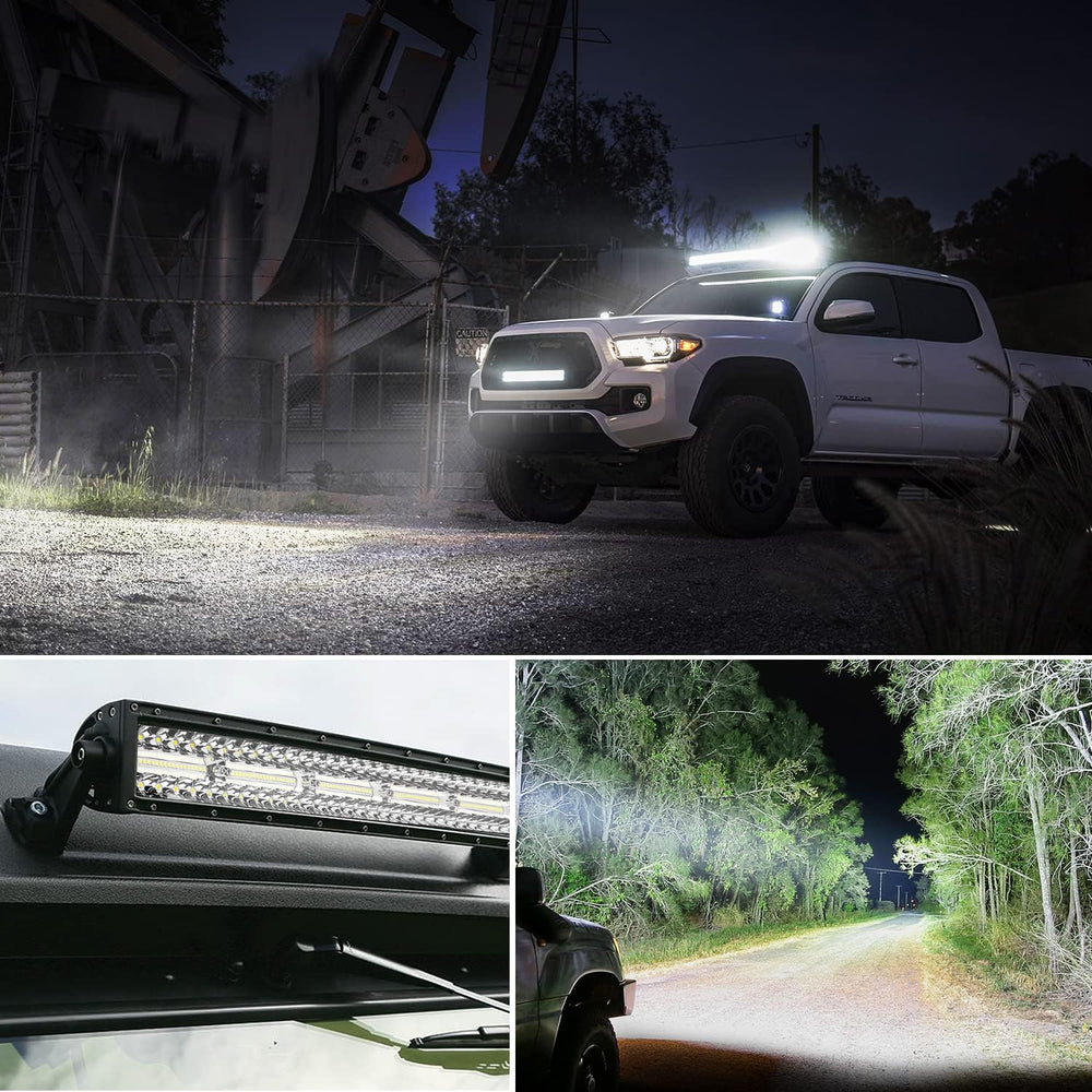Nilight 42Inch LED Light Bar 2Pcs 4Inch 60W Spot Flood Lights Pods Off Road D...